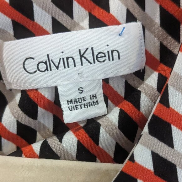 Calvin Klein Sleeveless Size Small Tunic in Black/Red/White/Tan - Picture 2 of 9